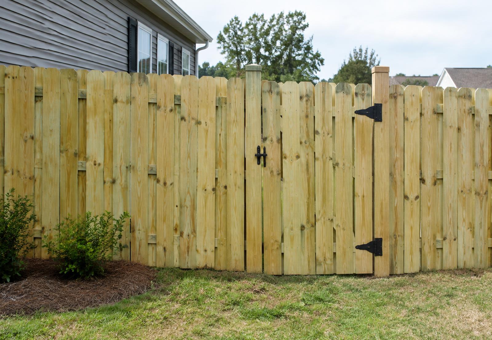 New wood privacy fence with a matching gate